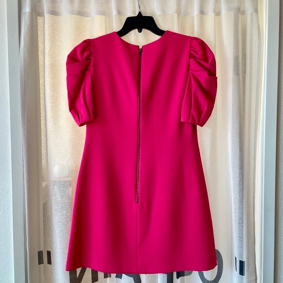 NWT RARE FIND! Alice + Olivia Hot Fuschia Pink Puff Sleeve Mini Dress Size 10 - Picture 3 of 7